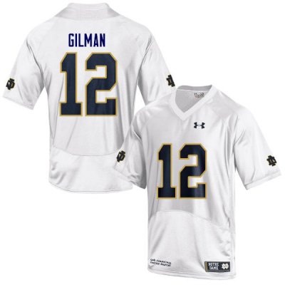 Notre Dame Fighting Irish Men's Alohi Gilman #12 White Under Armour Authentic Stitched College NCAA Football Jersey JNJ4199BY